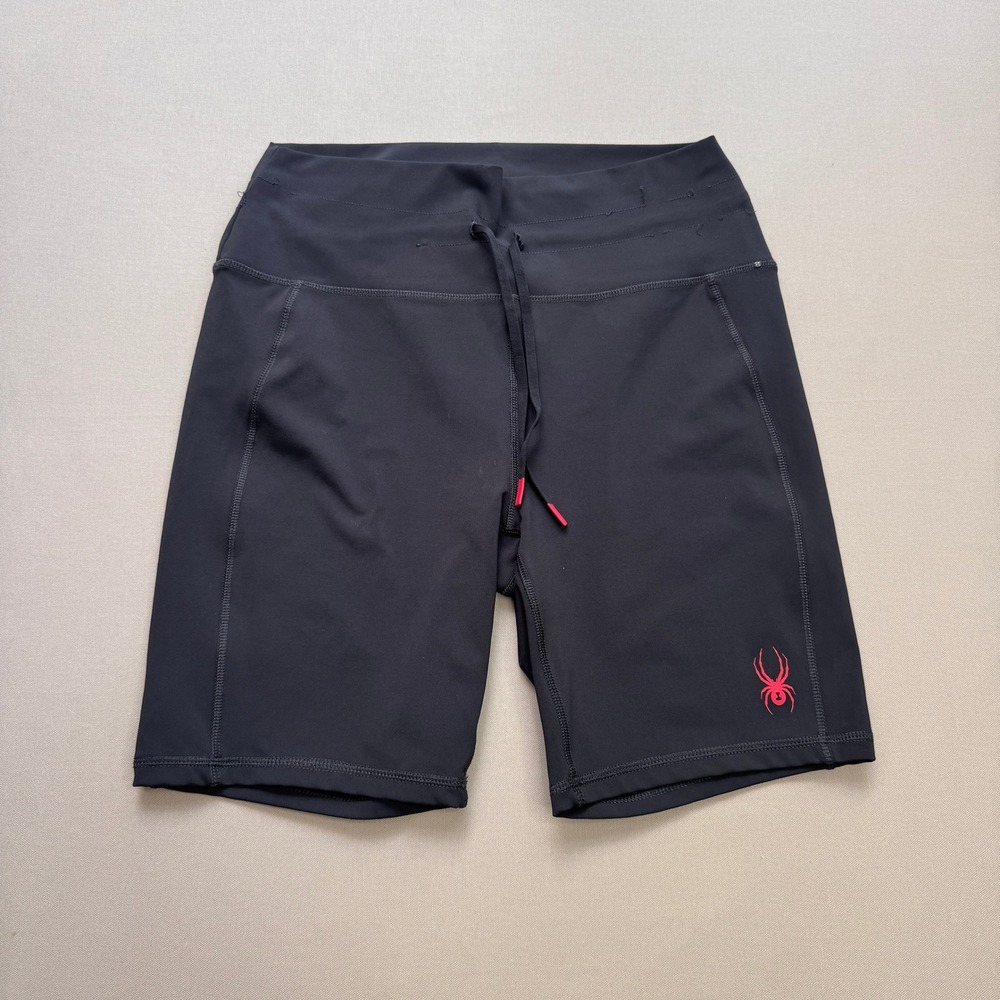 Spyder Active Black Biker Shorts Womens Large Drawstring Athletic Compression